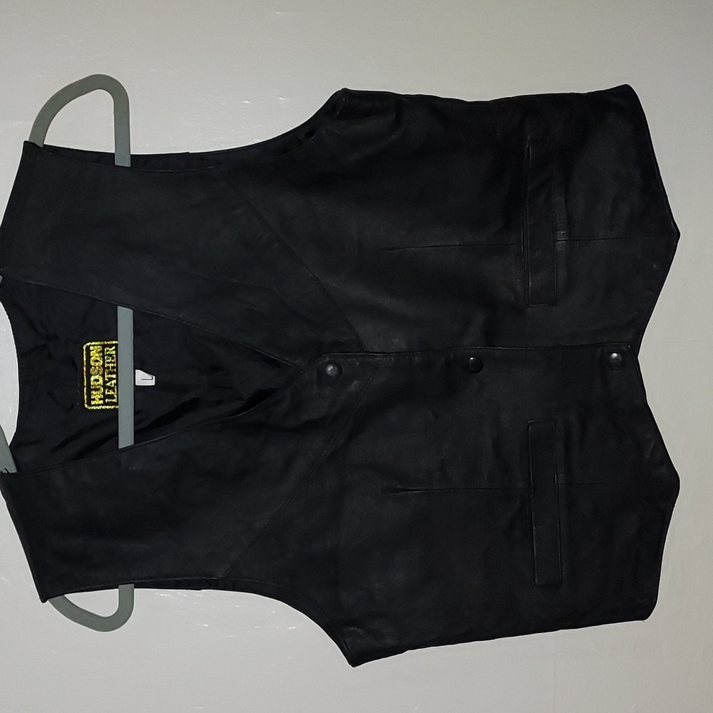 Leather snap button vest